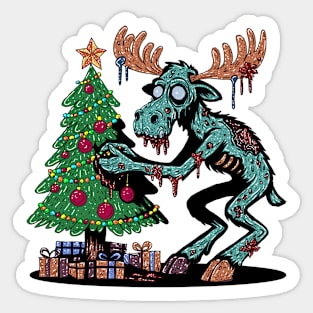 Christmas Moose Zombie Sticker